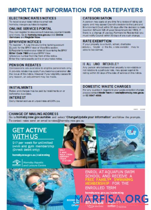 Downloadable NSW Hornsby Shire Council utility business bill GO template